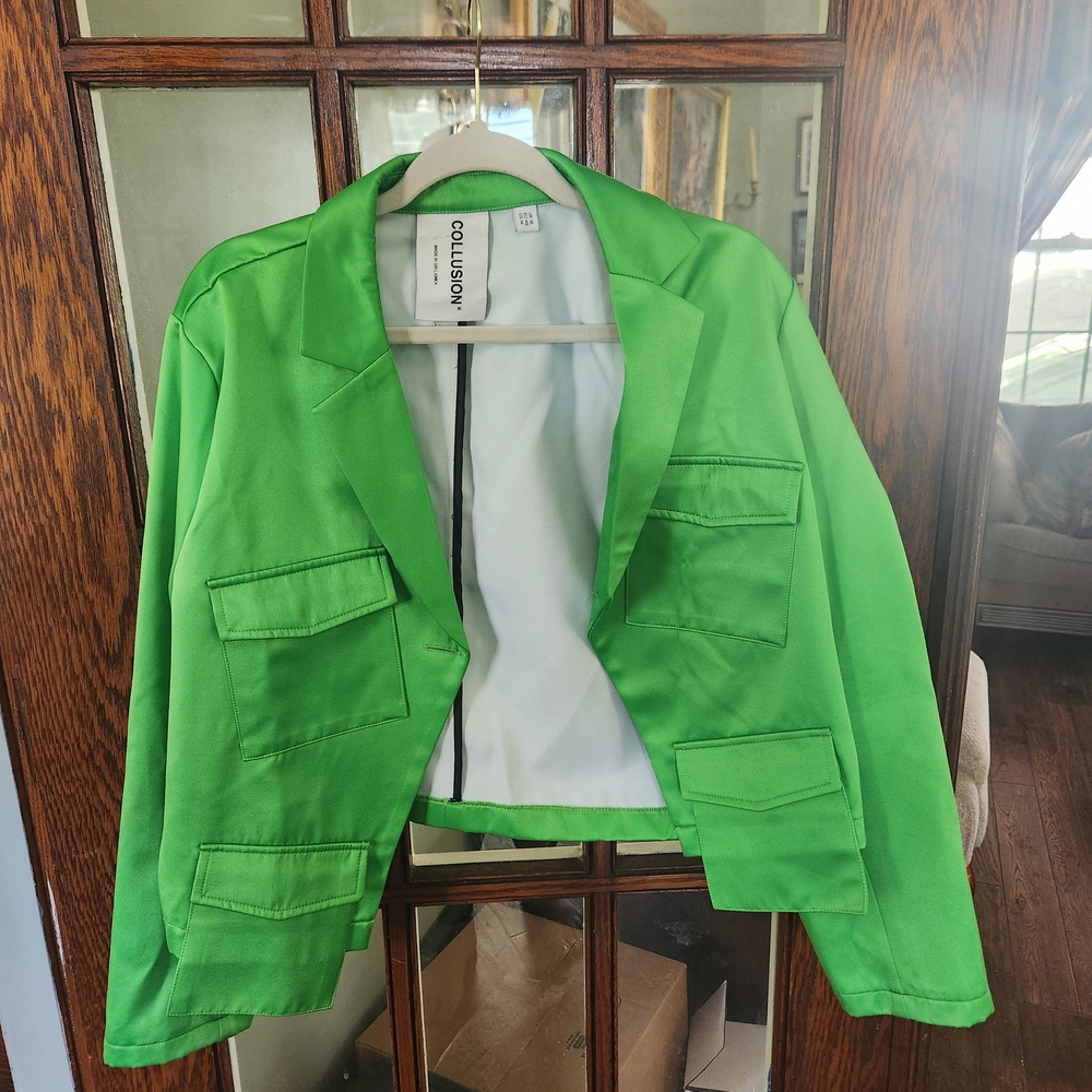 Green Lightweight Blazer Suit Jacket